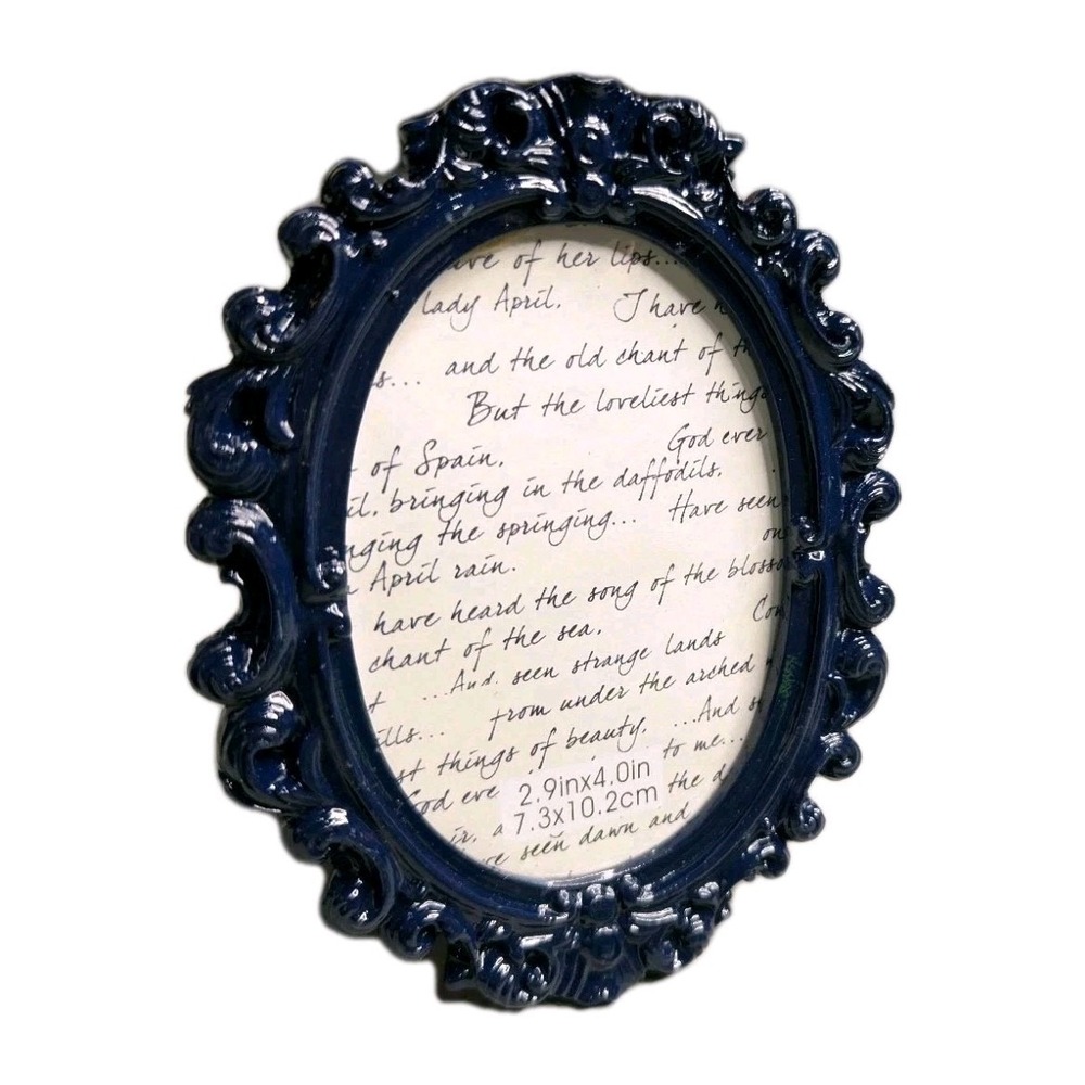 Michaels Melodies Ornate Baroque Oval Picture Frame - Dark Blue - Tabletop 3x4